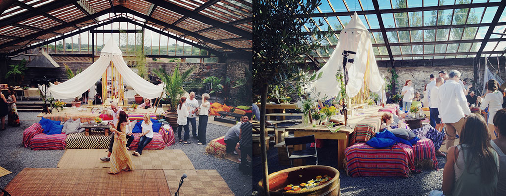 Christina and Chrysanthos's Party in the Glasshouse at ANRÁN, Devon